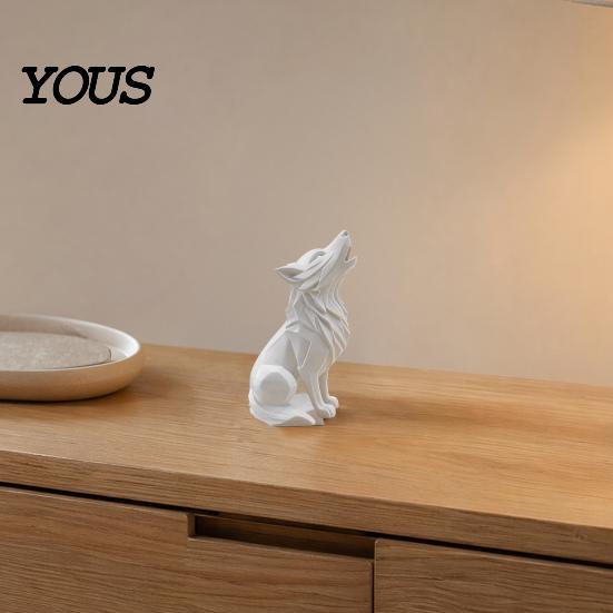 Mini Wolf Ornament Howling Statue, 3D Printed Animal Figurine, Standing Sitting Sculpture Decor for Desk Shelf, Gift Lovers Entrance Hall Decoration