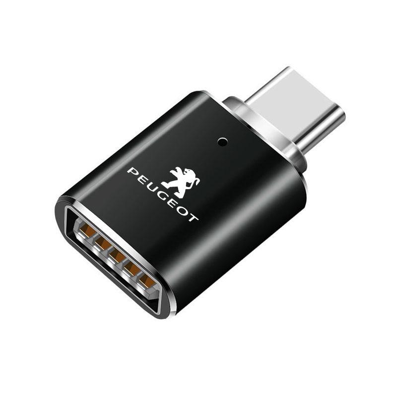 Type-C To USB Adapter OTG Connector Car Accessories For Peugeot 5008 508 408 4008 308 3008 208 2008 Landtrek Rifter e-Expert