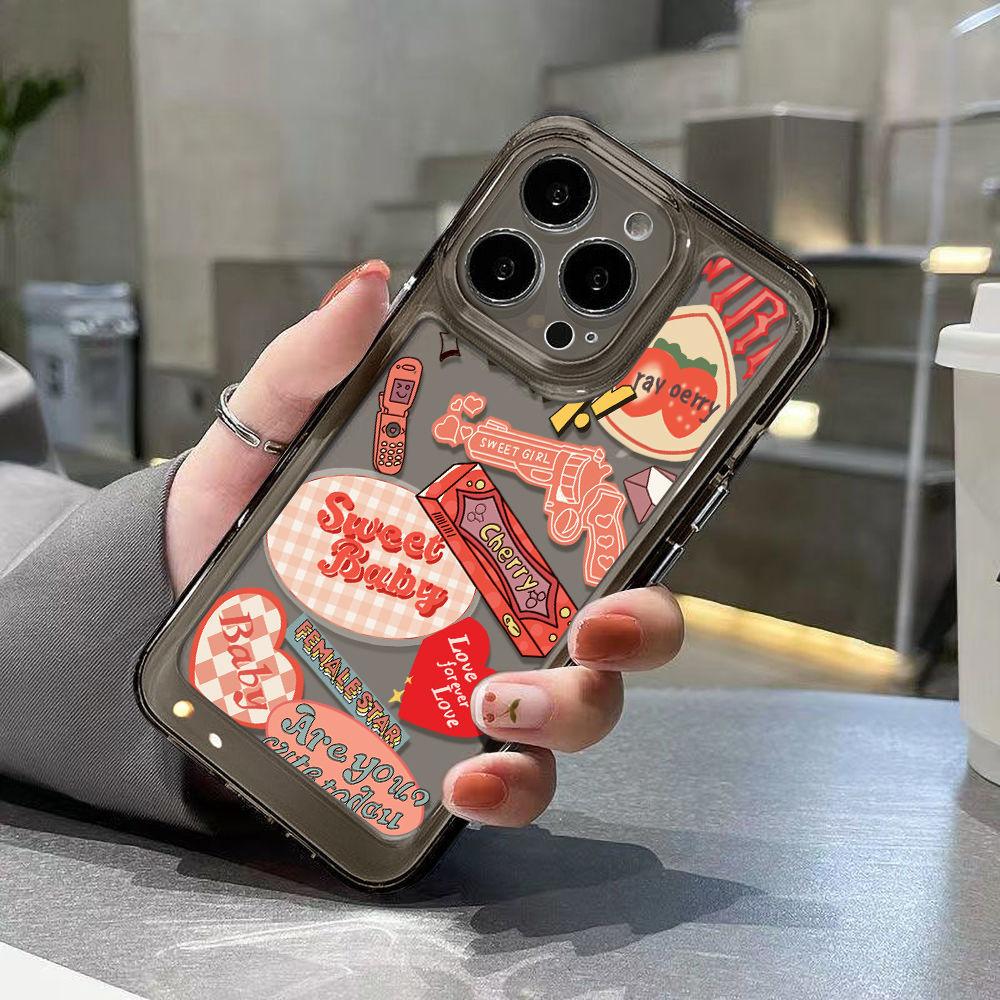 Cool creative pink graffiti for iPhone17 mobile phone case 16pro Apple 14 all-inclusive 13 girl heart 15