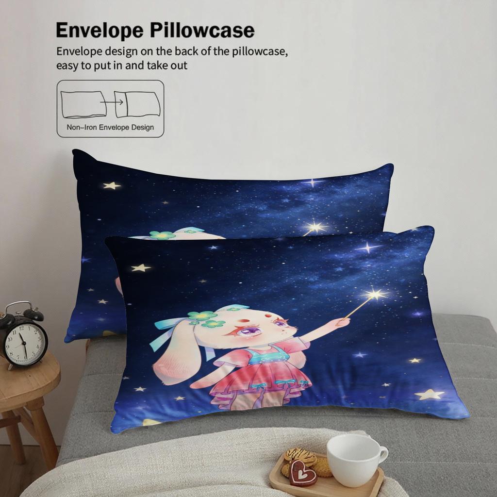 Softville Cozy Town 3PCS Bedding Sets Lop Rabbit Waving A Magic Wand Print Duvet Cover No Filling Cartoon Style Queen King Size