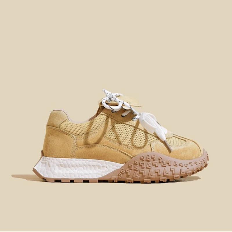 Retro Platform German Training Shoes Women's 2025 Spring New Versatile Inner Height Increase Lace-up Soft Leather Casual Sports Forrest Gump Shoes