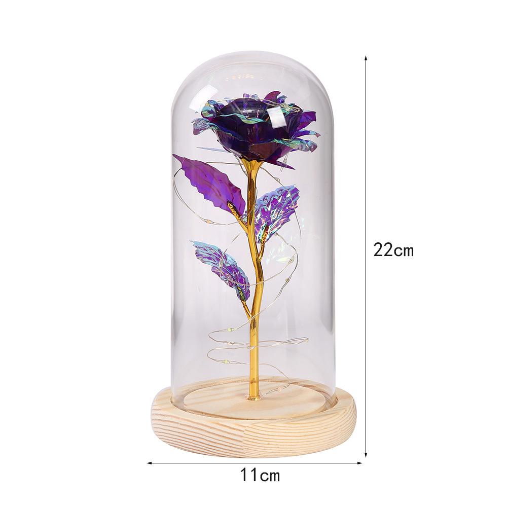 Valentine's Day gift eternal flower glass cover glowing, new transparent glass cover rose desktop ornament