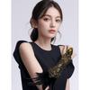 Feather Long Gloves Gothic Lace Wrist Cuffs Fancy Dress up Floral Masquerade Driving