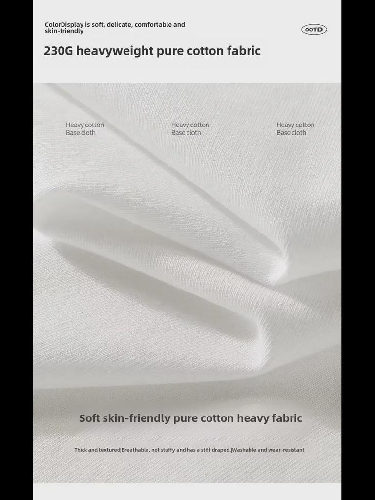 Camiseta unisex blanca de algodón puro de 230 g con hombros caídos