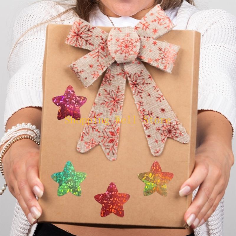 KX4B 500Pieces Star Shaped Sticker Adhesive Wrapping Labels for Scrapbooking Christmas Card Envelope Party Invitation CN