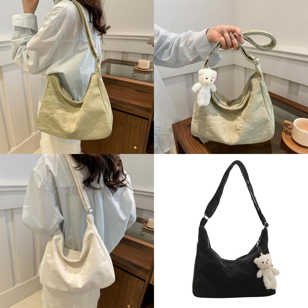 Spacious Casual Shoulder Bag For Women 2024 Trendy Solid Color Tote Style With Zipper Closure