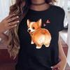 Maycaur Funny Cute Corgi Dog Printed TShirt Harajuku 90s Kawaii Women Short Sleeves T Shirts Tops Graphic Tees Female Tshirt