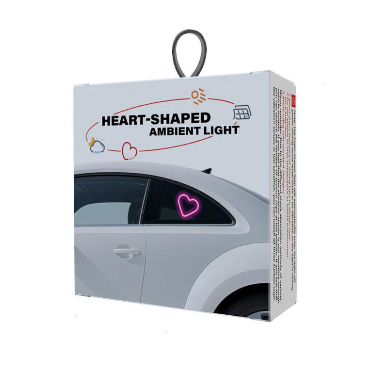Car Dashboard Decor Neon Heart Light Solar/USB Rechargeable With 5 Lighting Modes Cute Decor For Car Interior Home Party Atmosphere Lamp