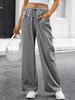 2026 Women's European & American Plaid Trousers - Spring/Summer Casual, Loose Fit, Elastic Waist, Wide Leg with Pockets