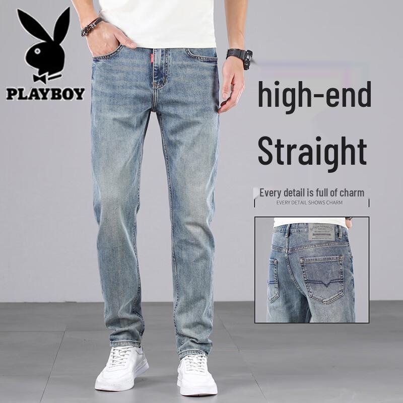 Playboy Men s Slim Straight Breathable Jeans 30