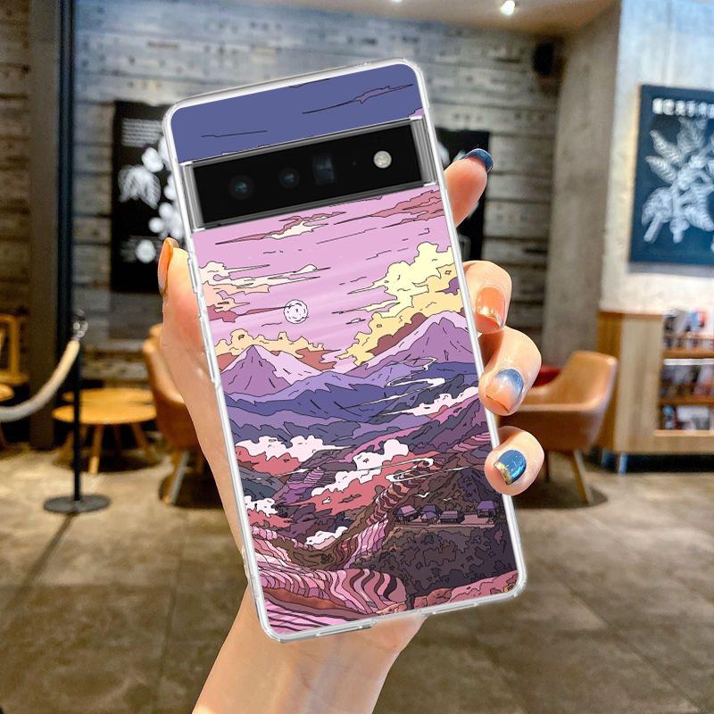 INS Korean Sunset Scenery Phone Case For Google Pixel 8 7 6 Pro Soft Shell For Pixel 6A 5 4 5A 4A 3A XL 5G Silicone Clear Cover