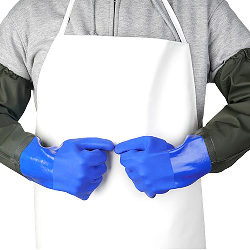 1 Pár Dlouhé Vodotěsné Rukavice na Čištění Odpadu Chemicky Odolné Rukavice Pvc Opakovaně Použitelné Odolné Dlouhé Gumové Rukavice