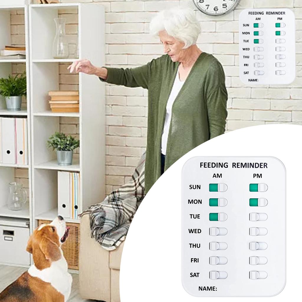 Pet Feeding Reminder,AM/PM Indication Chart Wtih Magnetic Reminder Sticker,Feed Your Puppy Dog for Prevent Overfeeding & Obesity