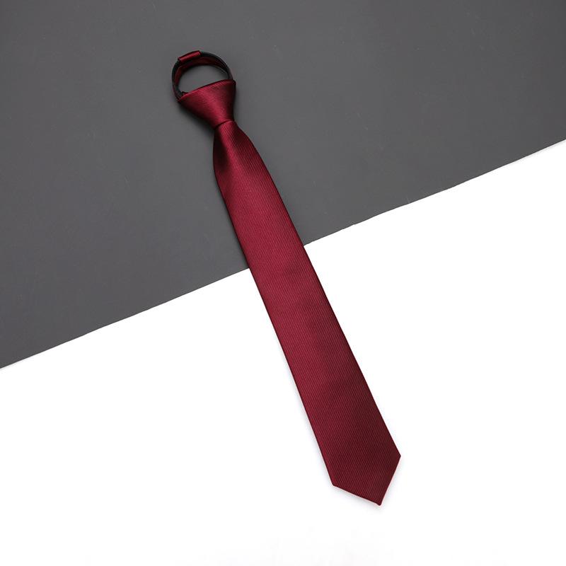 Men'S And Women'S Red Zip-Up Tie Groom Business Dress Wedding Korean Version Lazy No Striped Tie