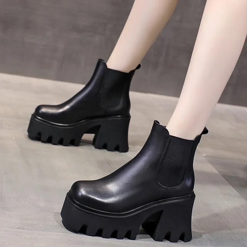 New High Heel Thick Bottom Anti Slip Fashion Women's Boots 2024 Autumn/Winter New Outdoor Modern Ankle Fashion Boots for Women