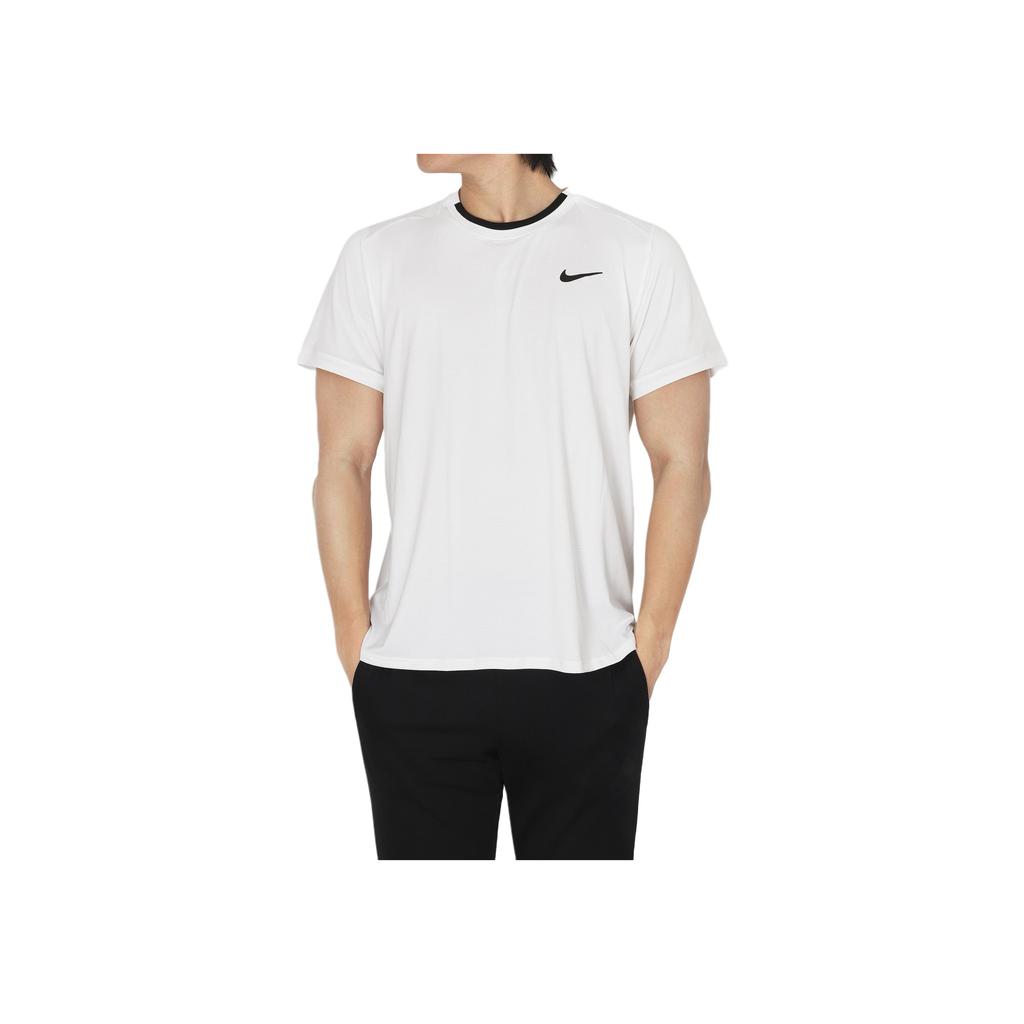 Nike Court Advantage Solid Crew Neck Casual Short Sleeve T-Shirt Men Tops White FD5321-102