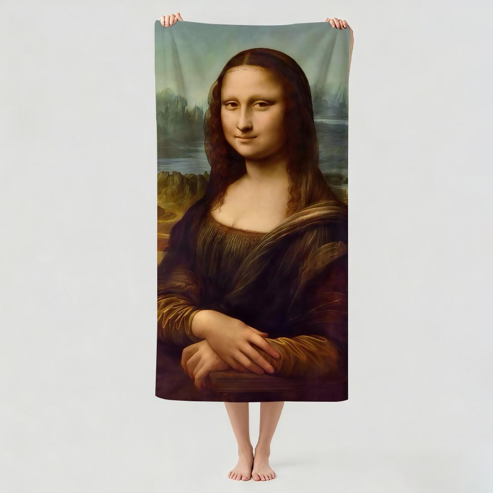 Oil painting  L-Leonardo D-Da Vinci M-Mona Lisa Towel Drying Bath Towel Applicable To Light Swimming Camping Yoga Beach Out