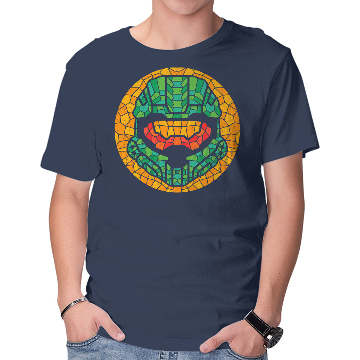 Unisex Crew Neck T-Shirt 117 Helmet Mosaic Graphic Short Sleeve Casual Tee XS