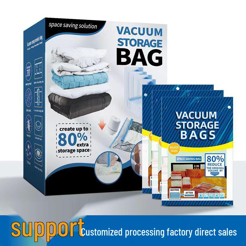 Blue Transparent Vacuum Compression Storage Bag for Comforters, Clothes, and Quilts