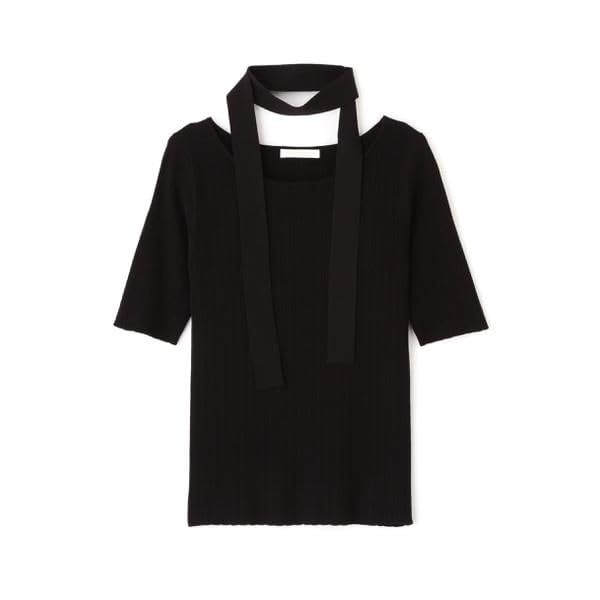 Proportion Body Dressing Ribbed Knit Sweater with Gray Women's Choker,