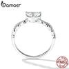 Bamoer Zirkon Herzring 925 Silber Einzigartiges Seilförmiges Design Liebesring Damen Feiner Schmuck