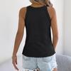 Women Tops Slim Fit Solid Color Summer Blouse Round Neck Sleeveless Hollow Design Soft Stretchy Knitting Tops Casual Wear