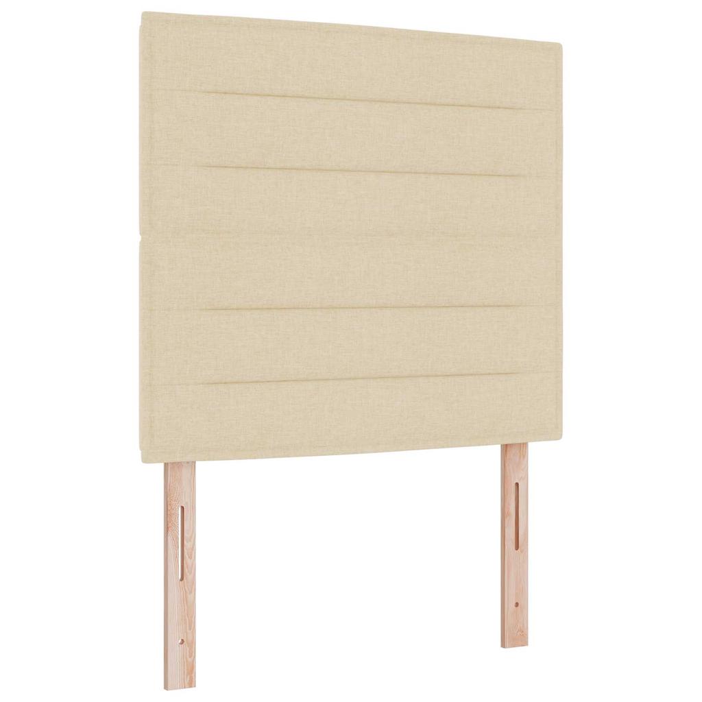 LED Box Spring Bed with Mattress Cream 80 X 200 Cm Fabric