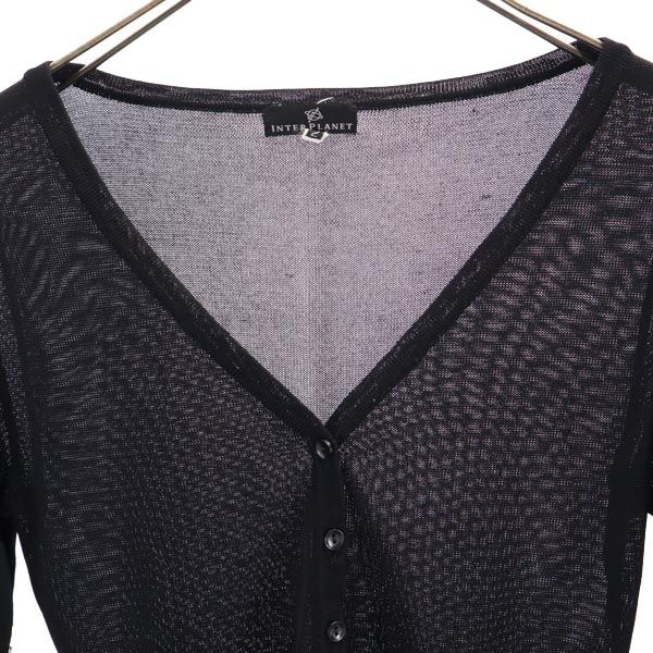 INTER PLANET 7 minutes sleeve cardigan 2 black Women Used