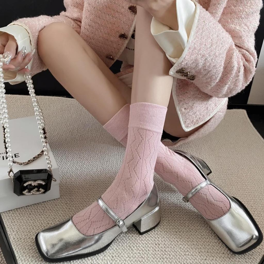 Yazon Summer Cute Lace Thin Cotton Colorful Stylish Casual Breathable and Cool Socks for Loose Sizes Set Women's Socks, Socks, Socks, Socks,