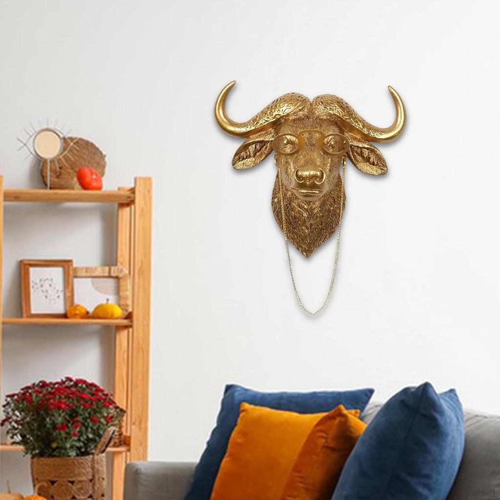 Animal Head Wall Buffalo Sculpture Decor Mount Minimalist Artistic Modern