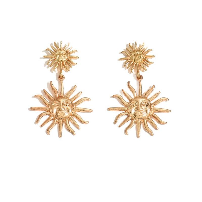Sun shape earrings, retro trend earrings, niche light luxury, premium stud earrings, smiley face earrings, women's pendant.