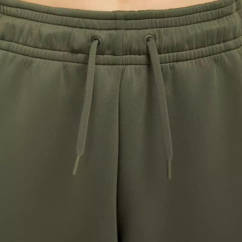 Nike Dri-Fit Solid High-Waisted Drawstring Cropped Knit Joggers Women Joggers Khaki-Green FB5429-325