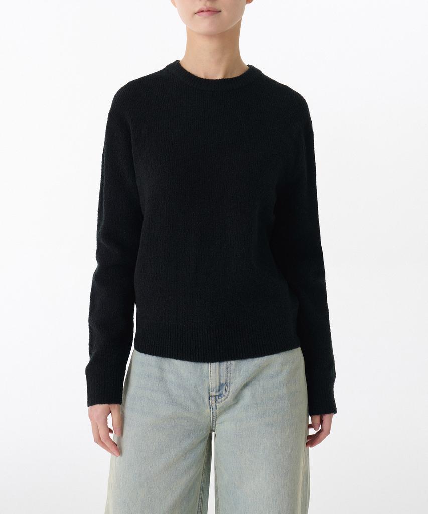 MUSINSA STANDARD WOMAN Women'S Mini Boucle Crew Neck Knit [Black]