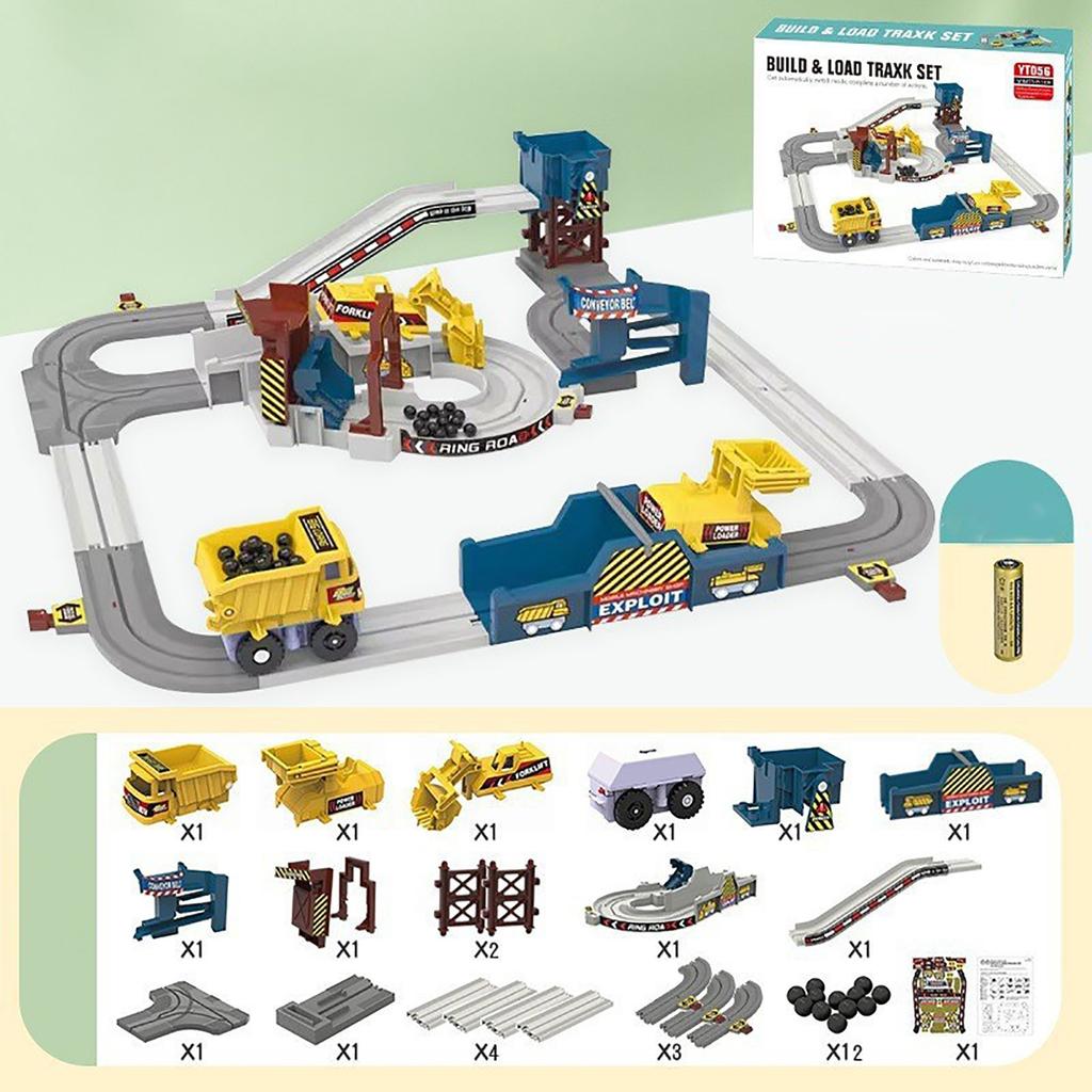 Boy Truck Toy, Track Set Electric Engineering Racing Car, Flexible Track Toy Car Model, Children's Birthday Gift