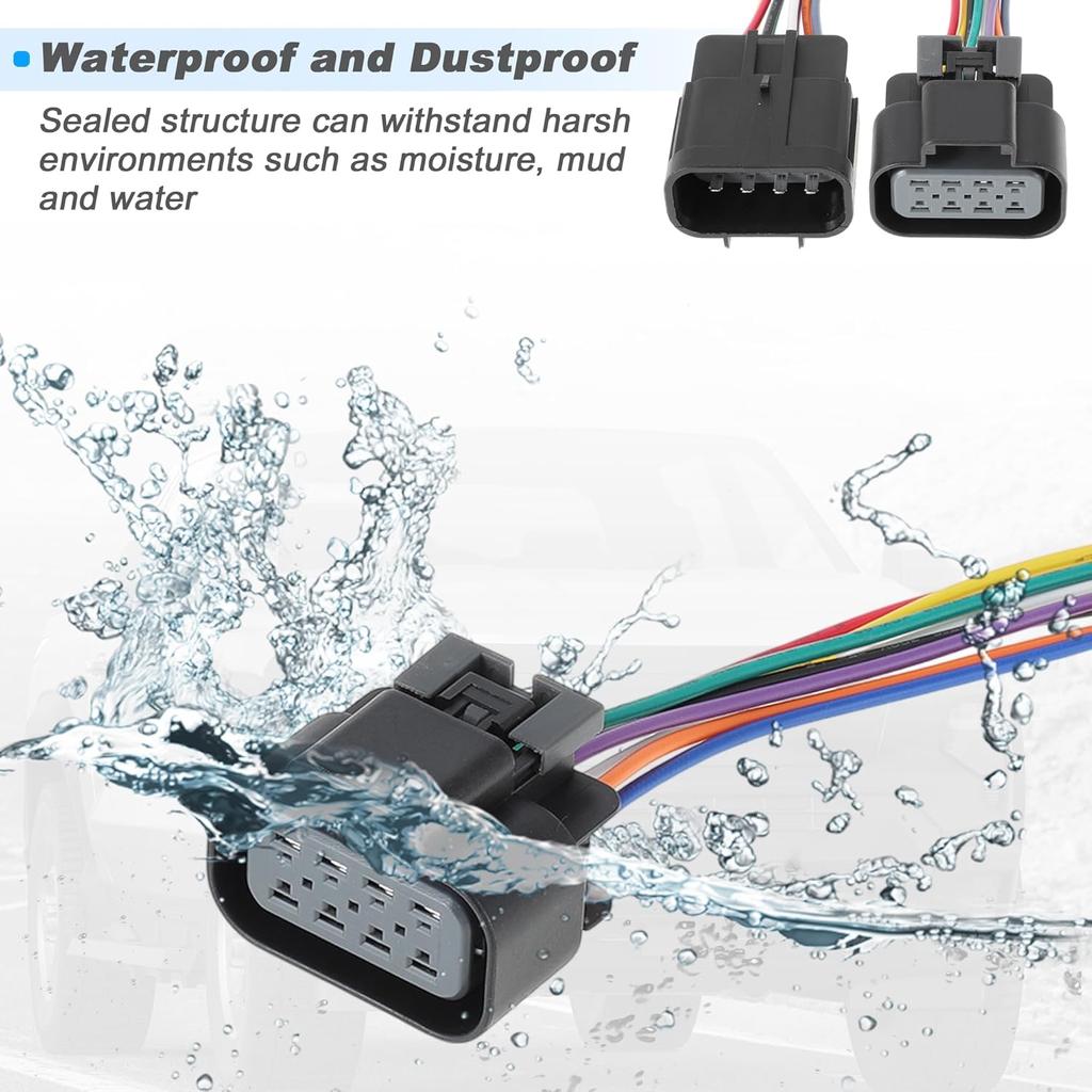 No.22853028 Male and Female Headlights Connector Harness Plug Wire for Chevrolet Silverado 2007-2015 8 Pin Left and Right Headlights Connector