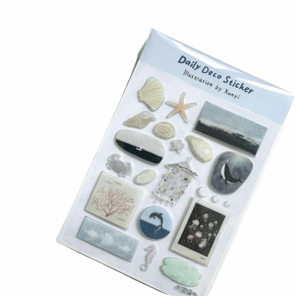 Self-adhesive Decoration 3D Jelly Stickers Cartoon Ocean World Journal Stickers  Tablet Computers