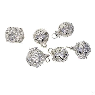 6pcs Mixed Filigree Cage Locket Pendant Necklace Findings