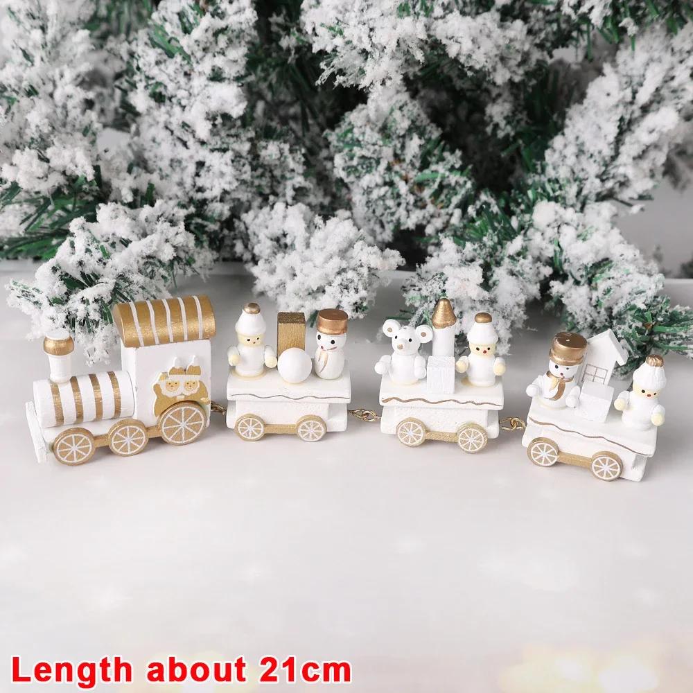 Wooden Christmas Train Ornament Plastic Mini Christmas Train Toys Festival Party Decoration Xmas Table Ornaments New Year Gifts