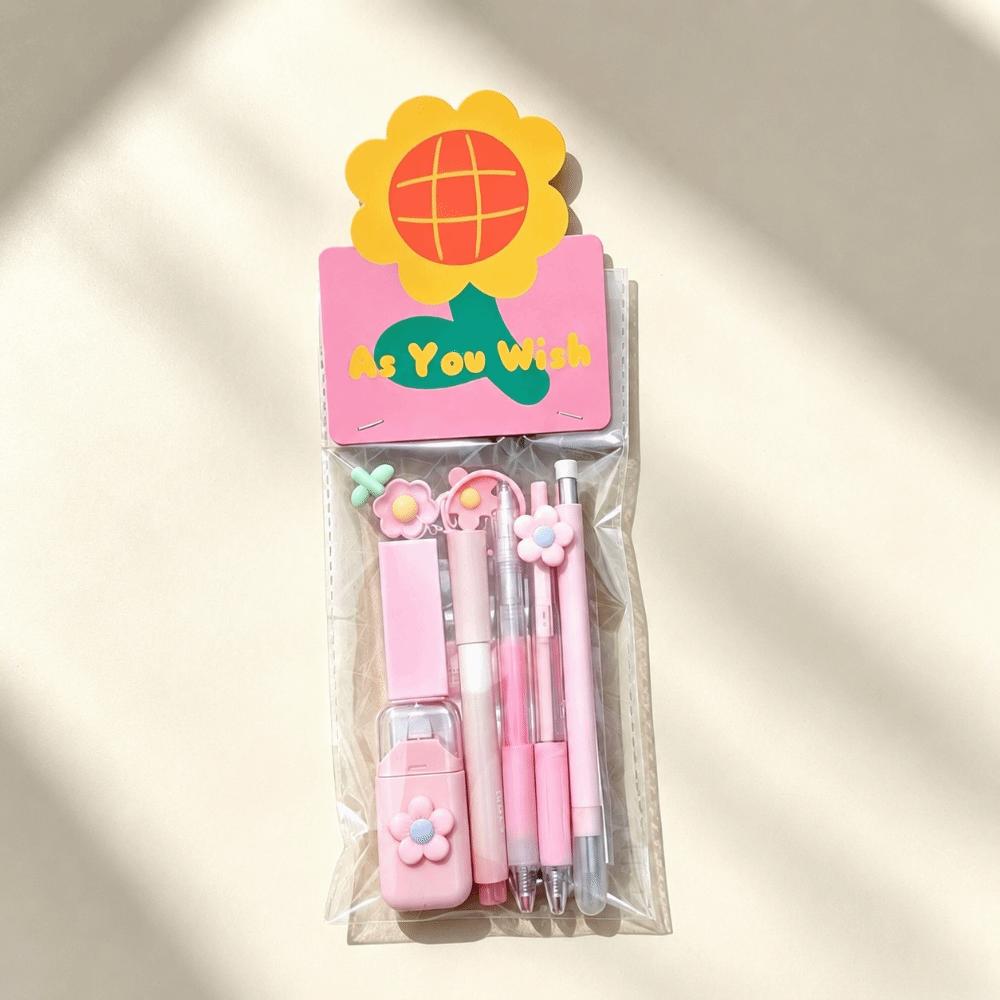 Dreamy Flower Stationery Set 8-in-1 Ballpoint Pen Multi-functional Clip  Gift Prize
