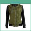 Stylish Womens Classic Padded Bomber Jacket Vintage Zip Biker Coat Long Sleeves