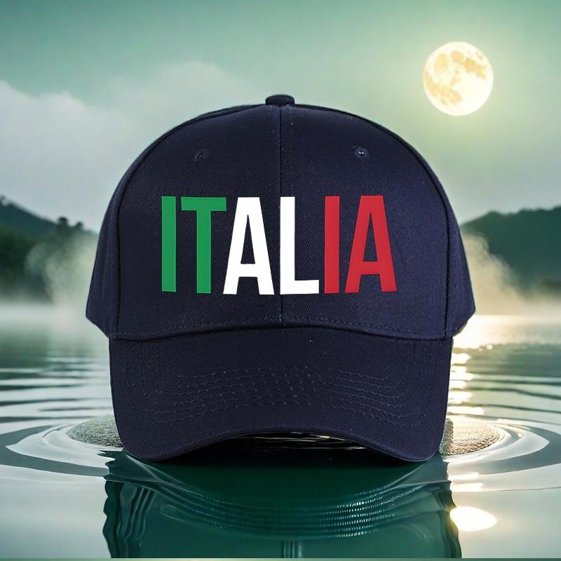 Italia Graphic Baseball Cap Unisex Black Peaked Hat with Italian Flag Design Perfect Travel Street Fashion Sports Outdoor Fun