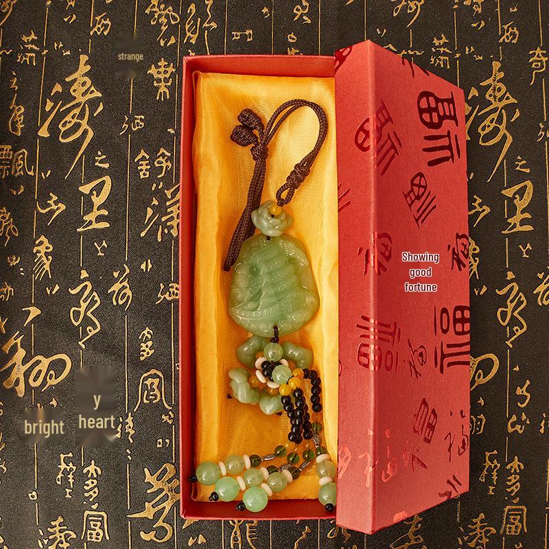 Green Jade Lotus Pixiu Car Pendant Decoration