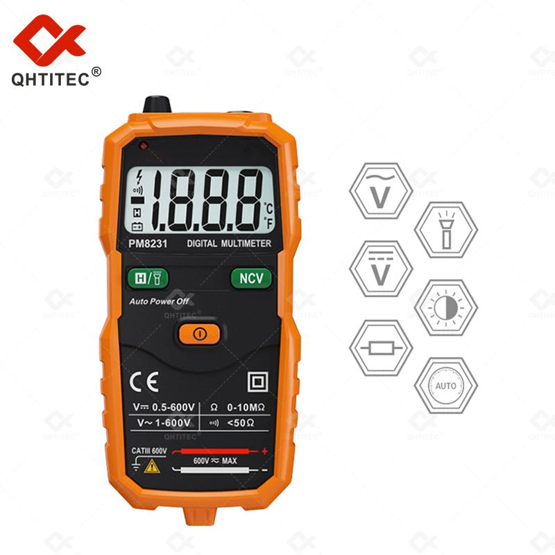 Mini Digital Multimeter 2000 Counts Pm8231 Ncv Non-contact Voltage Detection 1-600v Ohm Meter Tester Electrician Tools