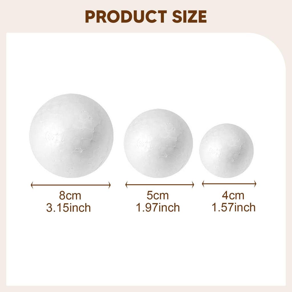 Mixed Size Foam Balls for Crafting Polystyrene DIY Foam Balls for Holiday Decoration & Christmas Art Projects Fun Arts Modeling