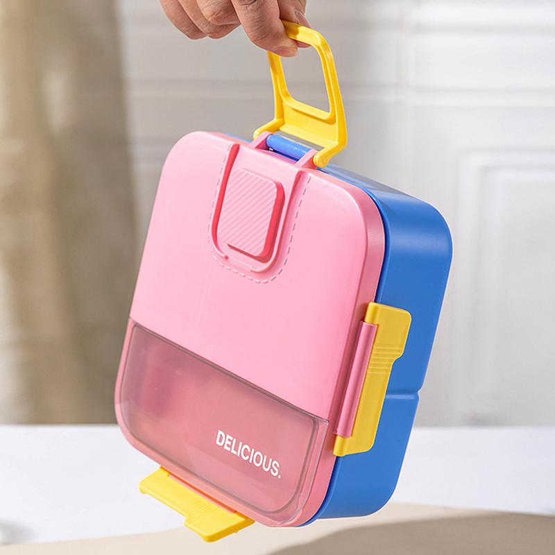 Lunch Box Food Grade Plastic Office Worker Lunch Box With Tableware Individually Sealed Portable Bento Box Salad Box
