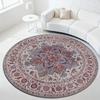 Vintage Emerald Green Floral Round Rug 2D Printed Bohemian Style For Garden Cafe Entryway Decor