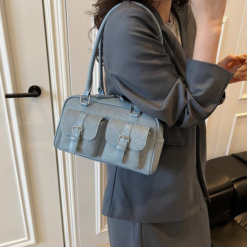 Retro Pillow Bag Merging Bowling Shape Stylish Handheld Shoulder Bag for Work & Commuting Women Underarm Bags