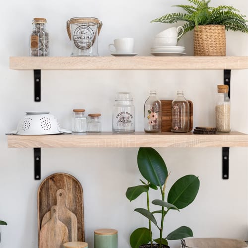 Hitchlike 4-Piece Set of L-Shaped Steel Shelf Brackets, Wall-Mounted Shelf Brackets, 50kg Weight Capacity, Ideal for Kitchens, Living Rooms, Storage,