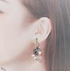 Bijou YASUO Boucles d'oreilles Perle d'eau douce Étincelantes Noir Gris Blanc Pendantes 4cm Cadeau