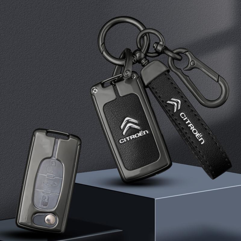 Zinc Alloy Leather Car Flip Remote Key Case Cover Protector Shell Fob Auto Accessories For Citroen C1 C2 C3 C4 C5 XSARA PICA